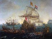 Hendrik Cornelisz. Vroom Dutch ships ramming Spanish galleys off the English coast, 3 October 1602 oil on canvas